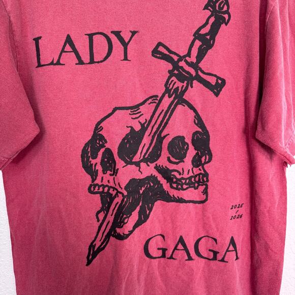 Lady Gaga Tour Shirt Medium Mayhem Ball Skull Killah Concert Merch 2025 Raw Hem - Picture 5 of 10